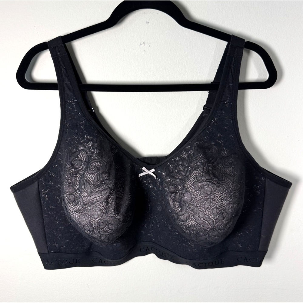 Cacique Black Bra 48DDD Unlined Full Coverage No-Wire Lane Bryant Comfort